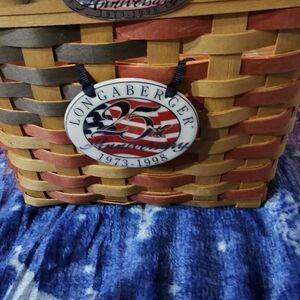Longaberger 25th Anniversary Woven Basket in Red, Tan, and Brown